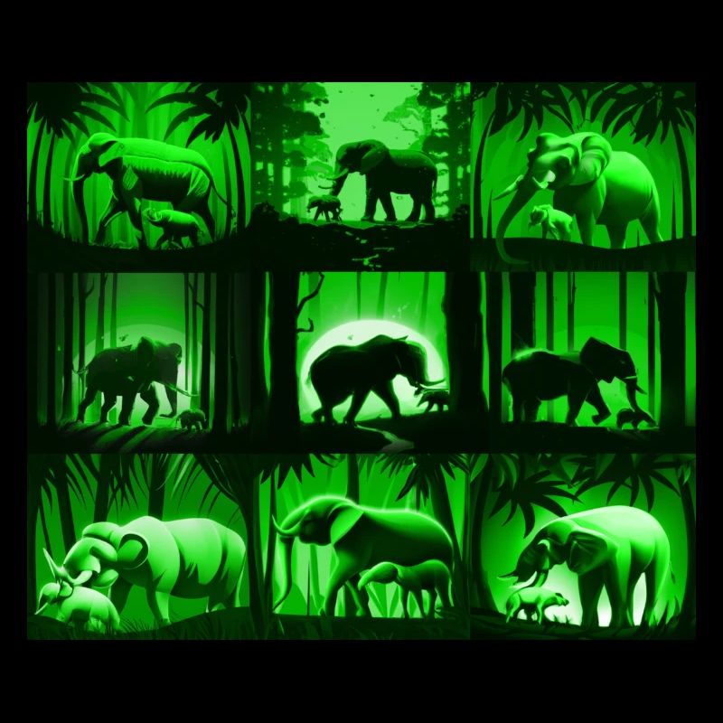 Elephant Pattern Design - Green