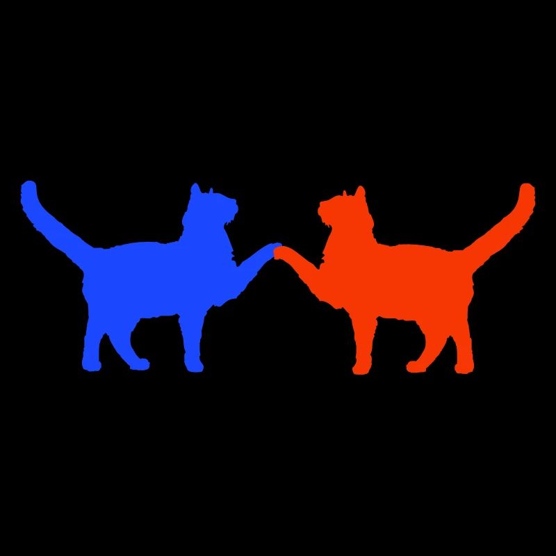 2 Cats Friends Team Two Paws Hands Welcome