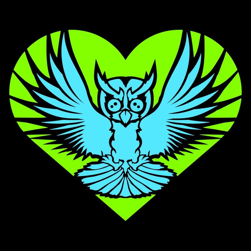 Owl Heart Symbol Shape Bird Love Eagle Owl Flying Cool