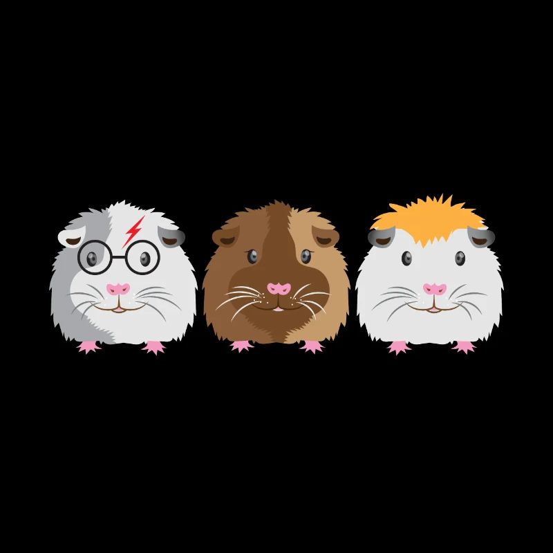 Three little cute guinea pigs