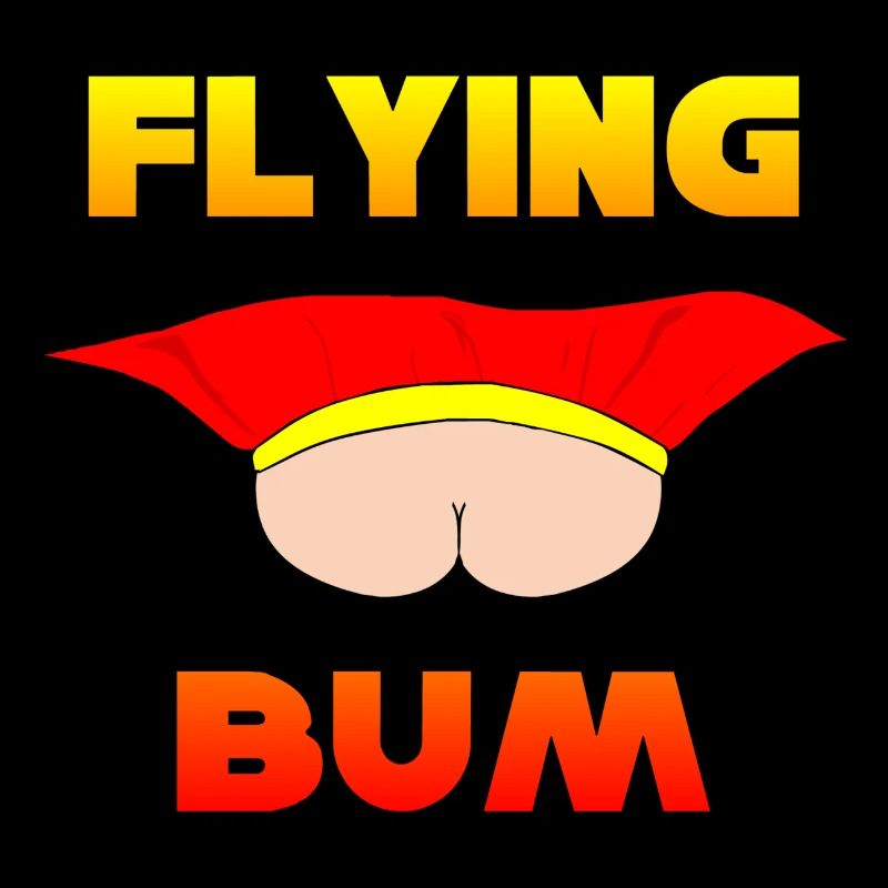 Flying Bum (Gesicht auf) mit Text