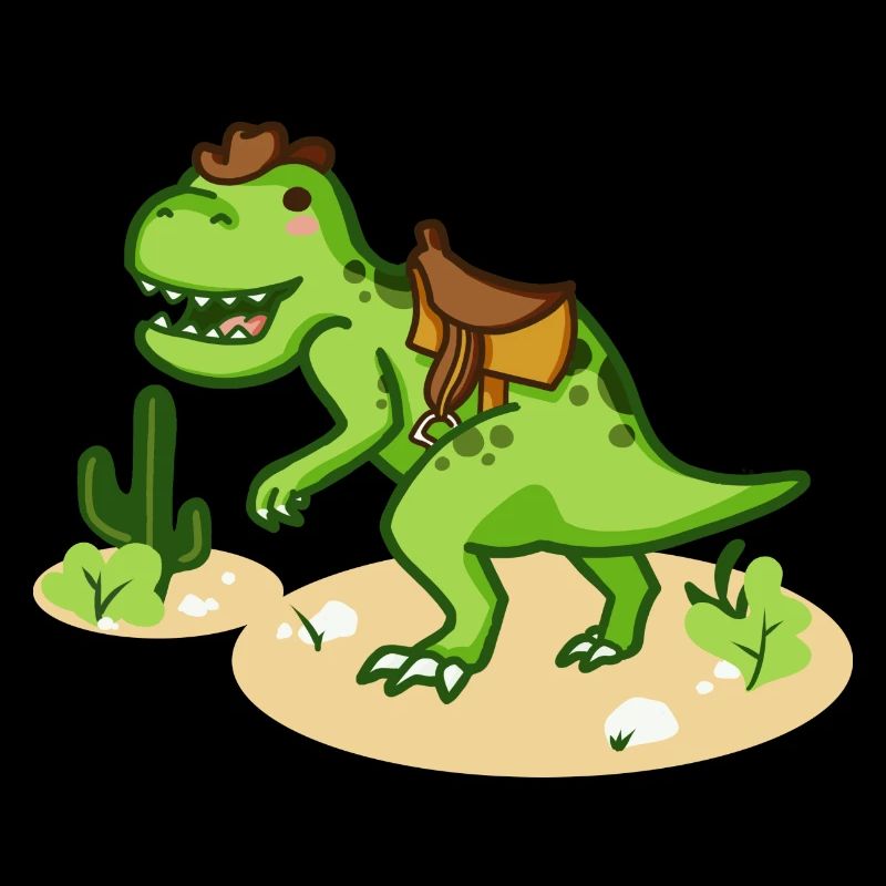 Cowboy T-Rex with small hat and saddle