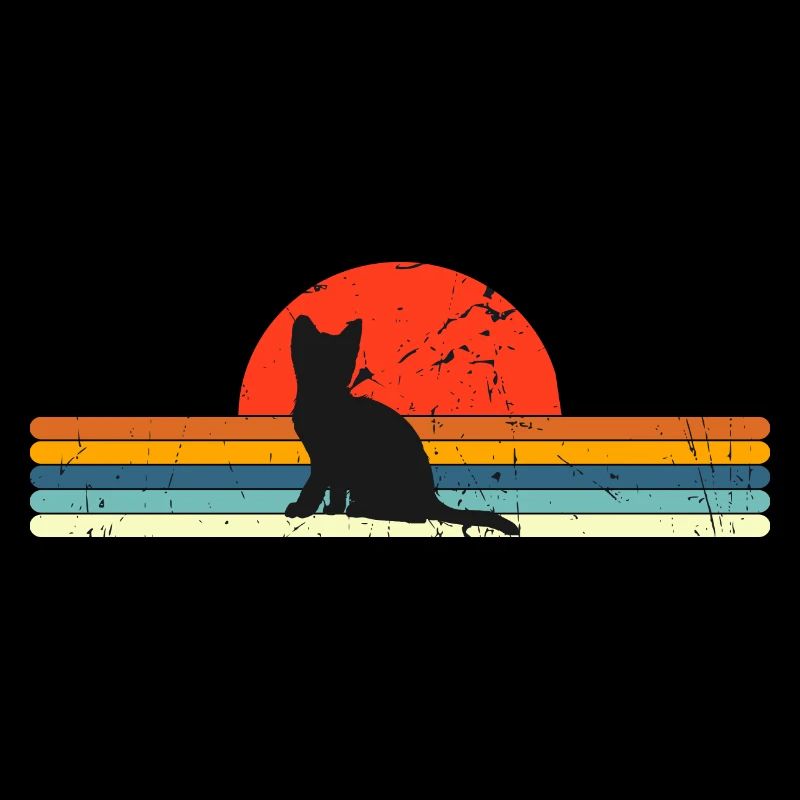 Cat Vintage rétro coucher de soleil