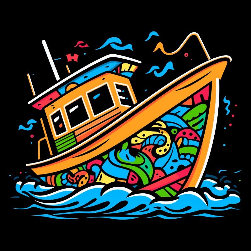 Pop Art Doodle Boot - Lebendige Karikatur