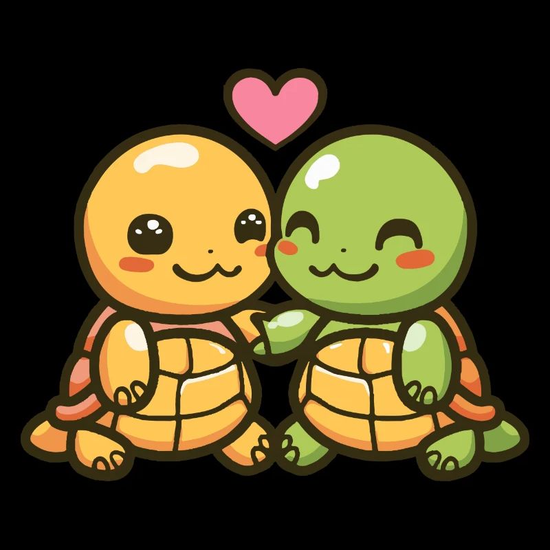 Turtle Comic Couple Love