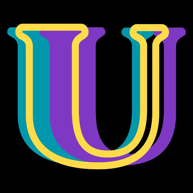 Multicolored letter u