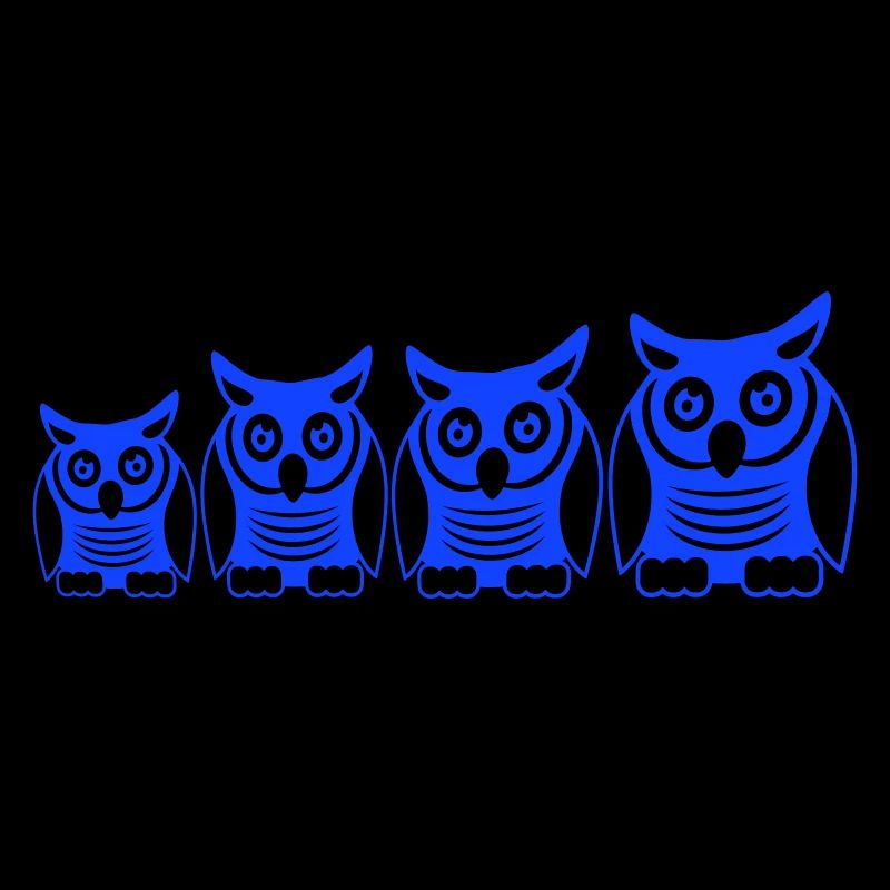 4 hiboux oiseau quatre amis rangée aigle hibou équipe mignon