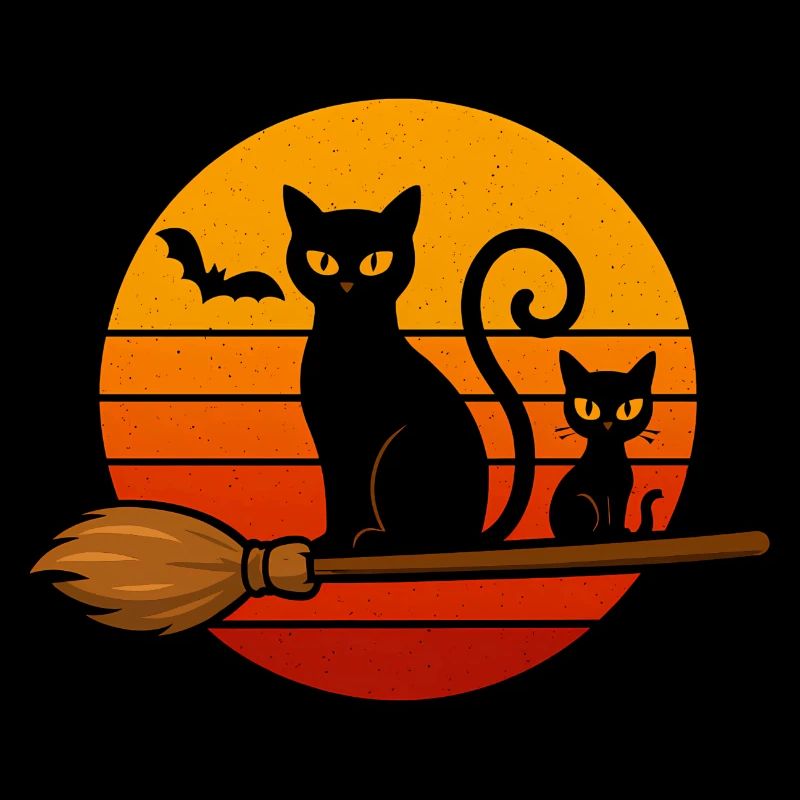 Schwarze Katze rtro Halloween