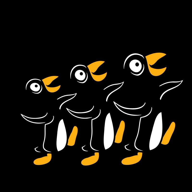 3 crazy penguins running stupid team friends crew