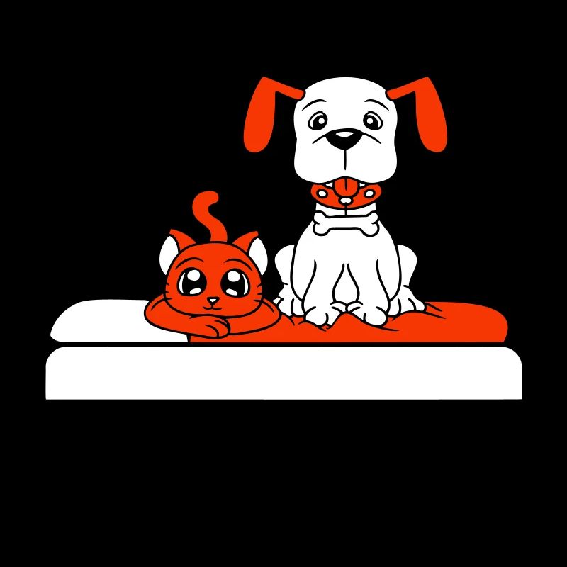 Dog Bed Cat Two Friends Team Kitten 2 Crew