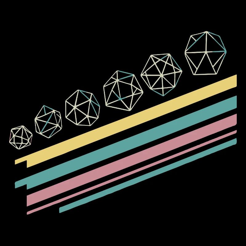 Retro Minimalist Polyhedral Dice Set Tabletop RPG