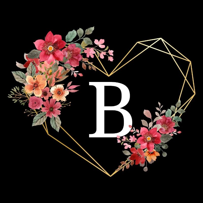 Buchstabe b florales goldenes Herz
