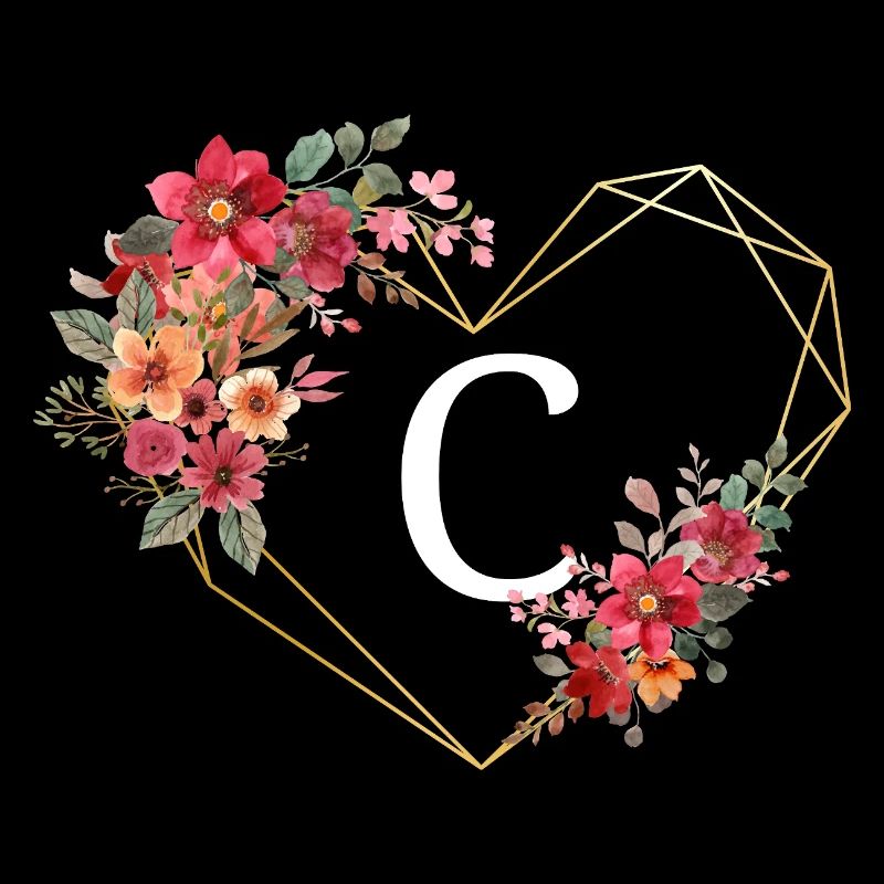 Buchstabe c florales goldenes Herz