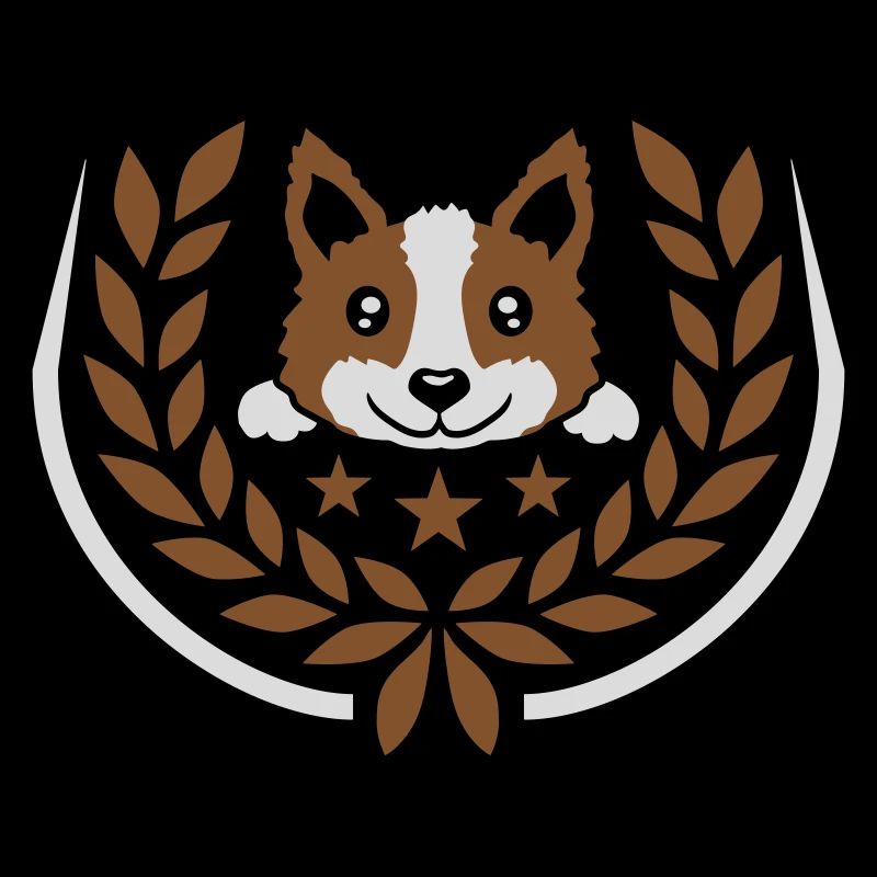 Emblem laurel wreath dog design