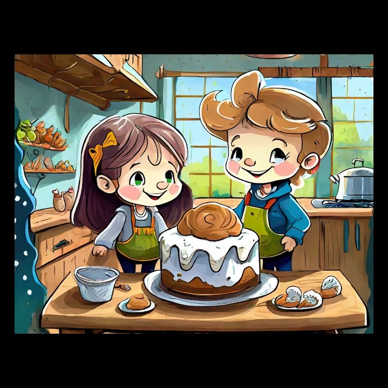 Deutsche Kinderreime illustrierter Comic Bake Cake