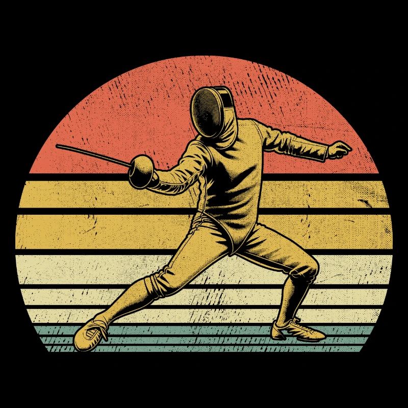 Retro Fence Épée Epée Escrime Escrimeur Athlète