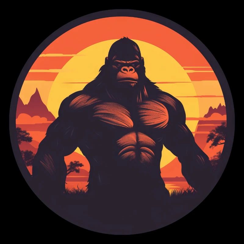 Strong Gorilla Sunset Design