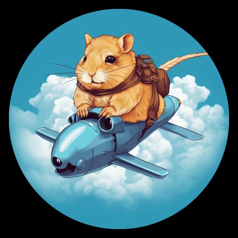Hamster on Rocket Sunset Blue