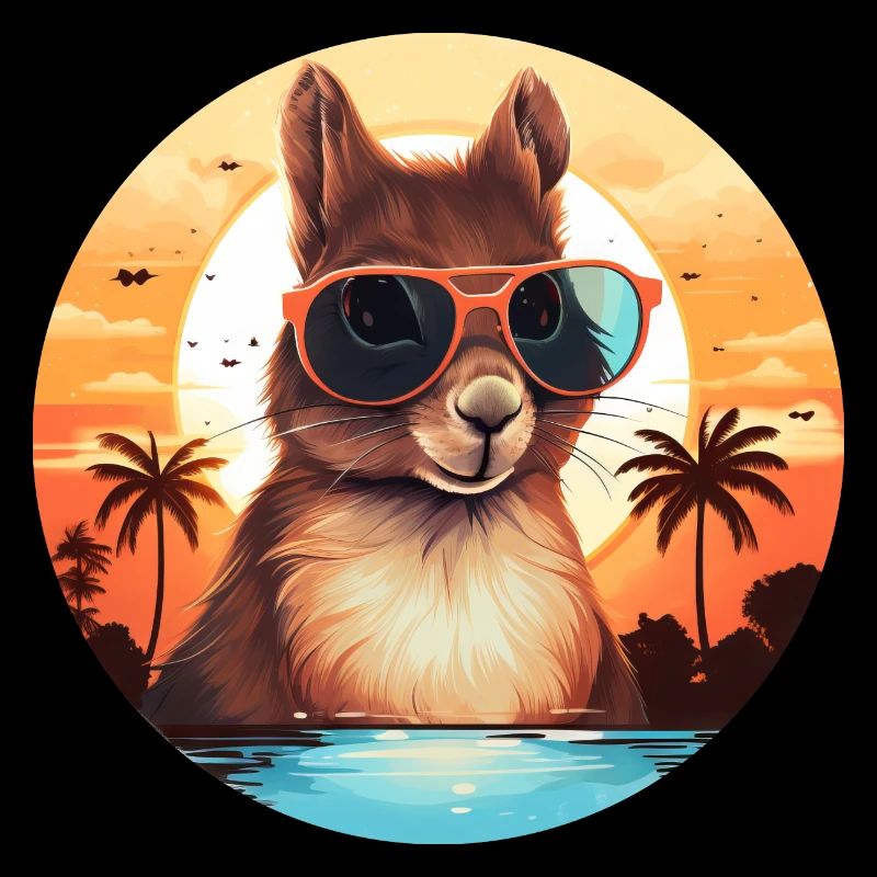 Coole Eichhörnchen-Silhouette, Sonnenuntergang mit