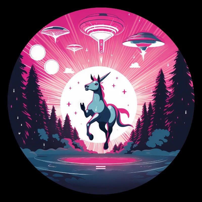 Alien-UFO-Entführung eines Einhorns