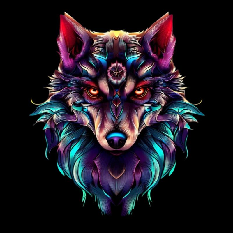 Wolfskopf Synthwave Wolf