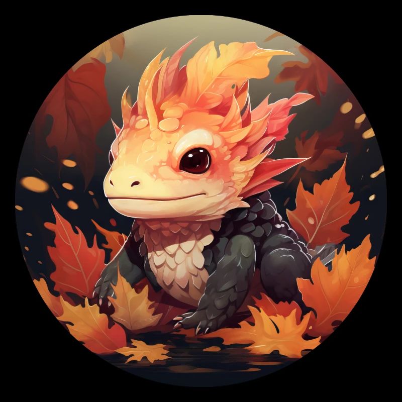 Axolotl dans le feuillage d’automne