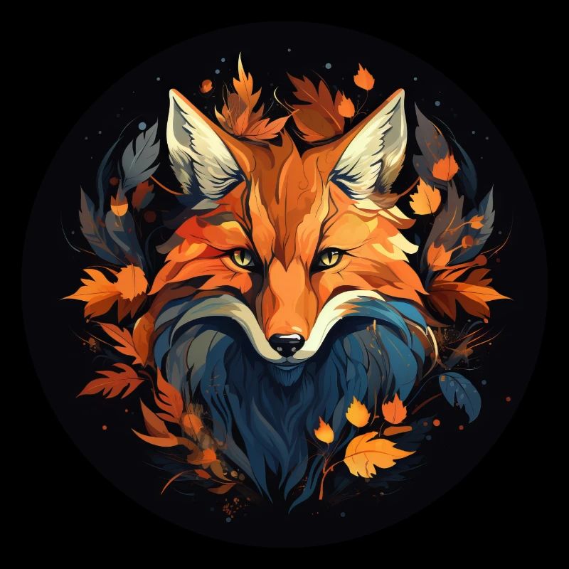 Renard dans le feuillage d’automne