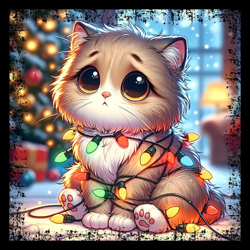 Chat de Noël mignon - Fée Lumières Chaos dans le