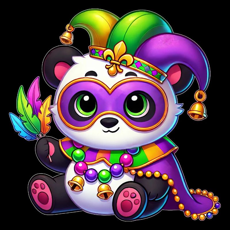 Süßer Panda mit Maske beim Karneval