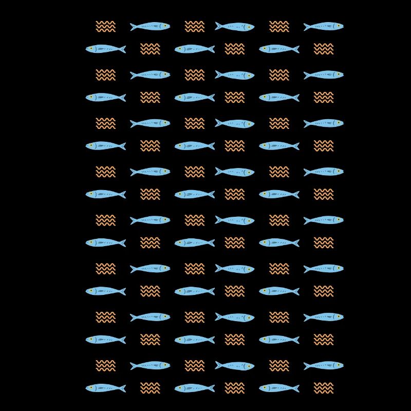 Minimalist Sardines and Waves Pattern for Summer