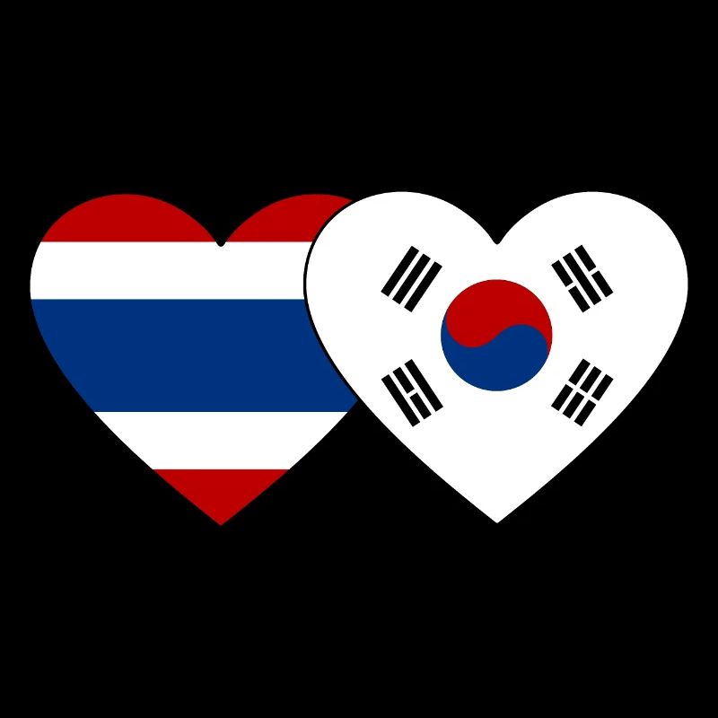 Thaïlande Corée du Sud drapeau coeur
