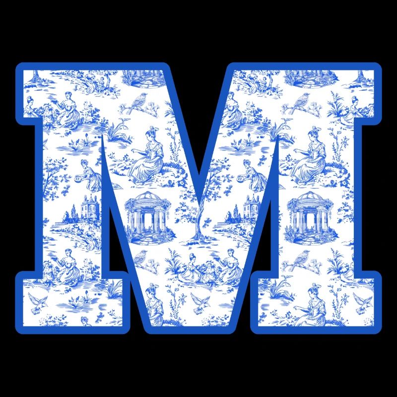 Letter m blue chinoiserie