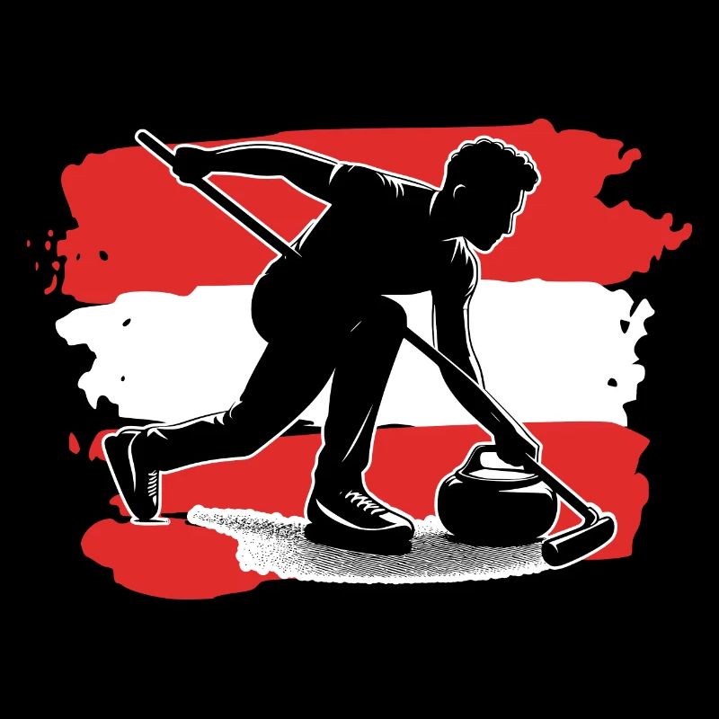 Curling avec drapeau autrichien