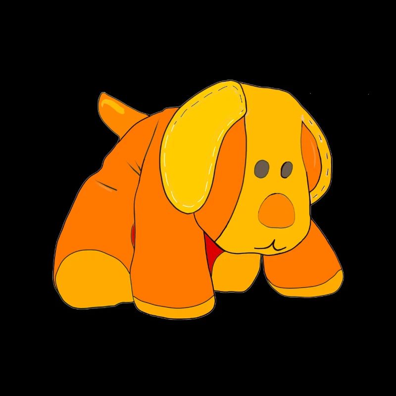 Small orange plush dog.