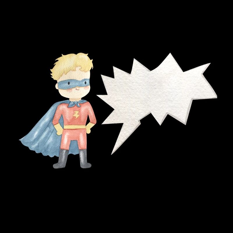 Kinder Superheld mit Sprechblase