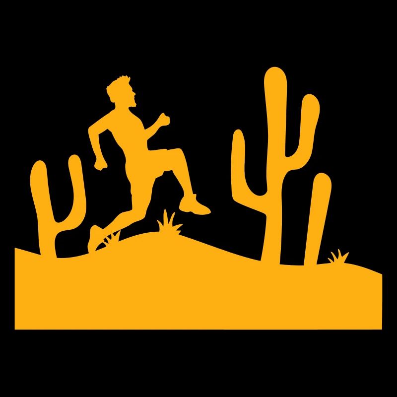 Cacti Desert Man Running Fast Funny Running Fun