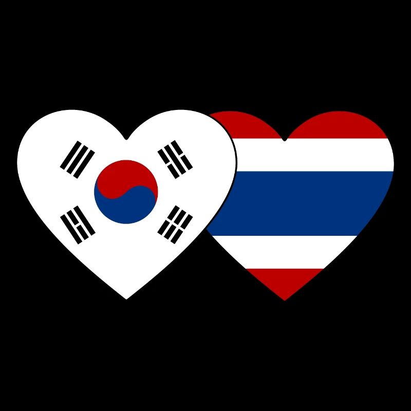 Corée du Sud Thaïlande Drapeau Coeur