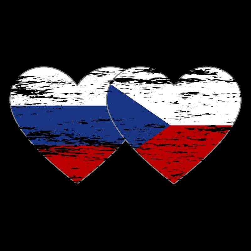 Russie République tchèque Drapeau coeur Drapeau utilisé
