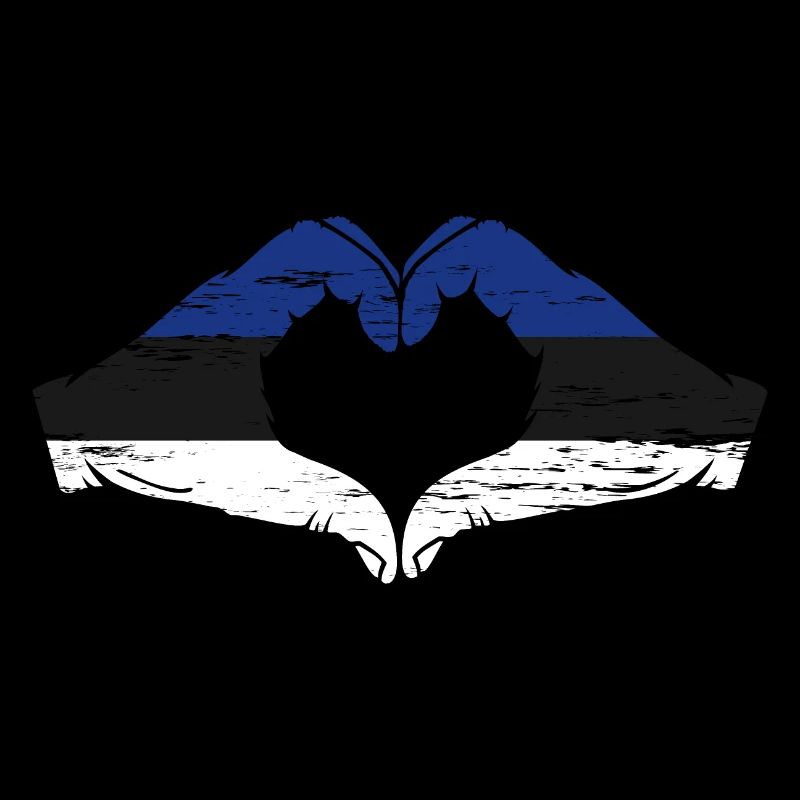 Drapeau de l’Estonie mains forme de coeur utilisé