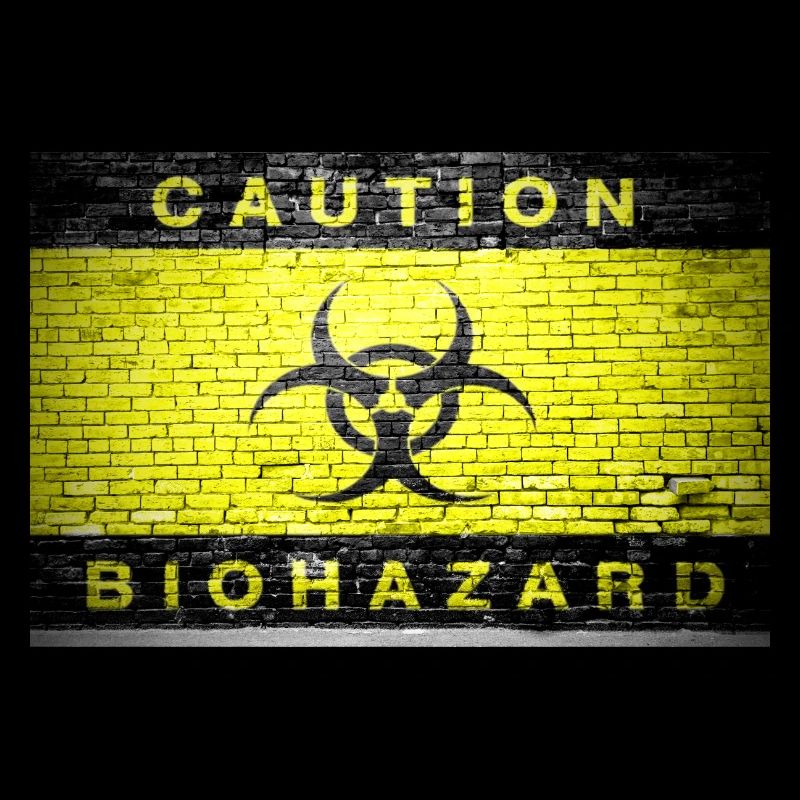 Caution Biohazard brick wall poster