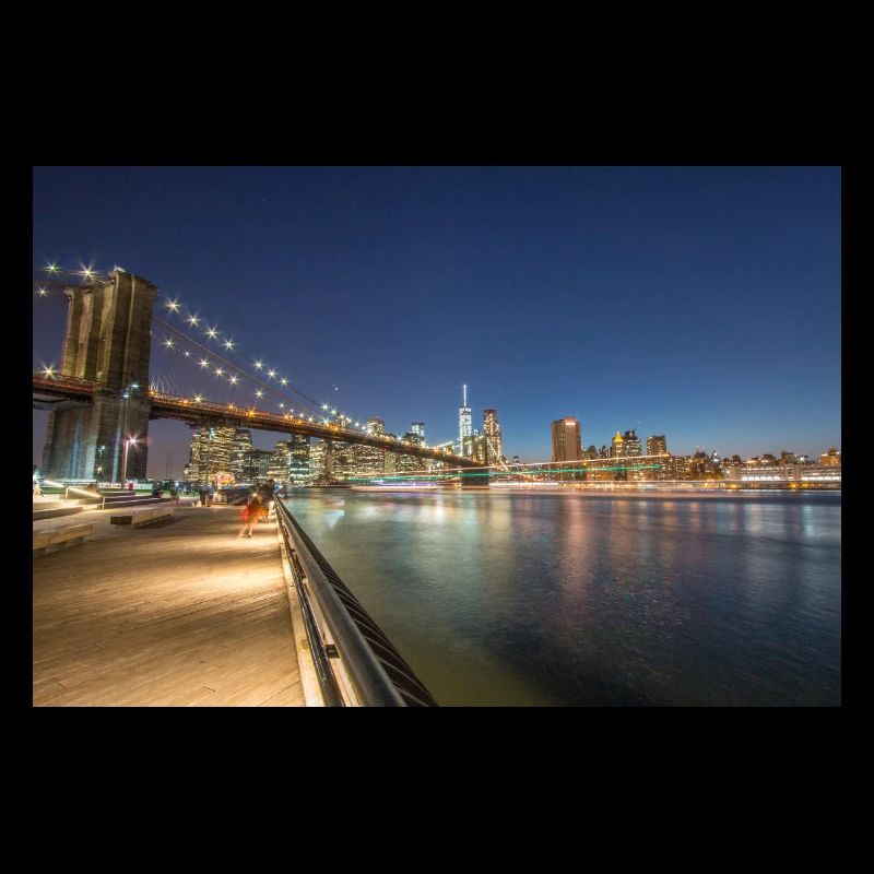 Panoramic View Brooklyn Bridge and Skyline