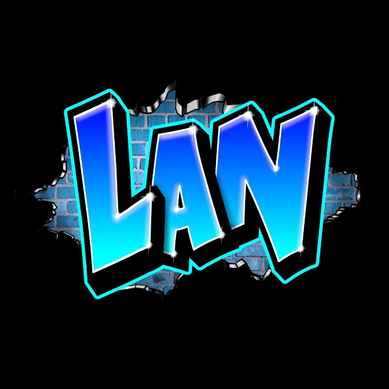 Graffiti Lan Blue Brick Cracks