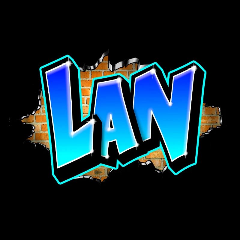 Graffiti LAN Cracks Bricks Yellow