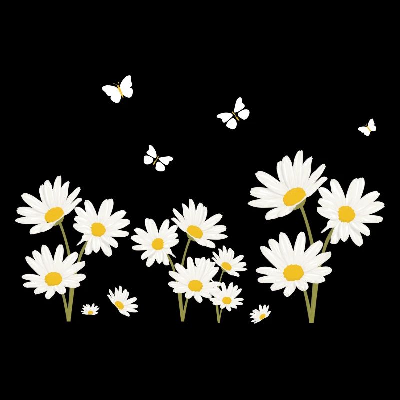 Blumen, Gänseblümchen und Schmetterlinge