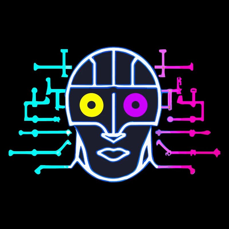 Neon Roboter - Künstliche Intelligenz - Cyborg