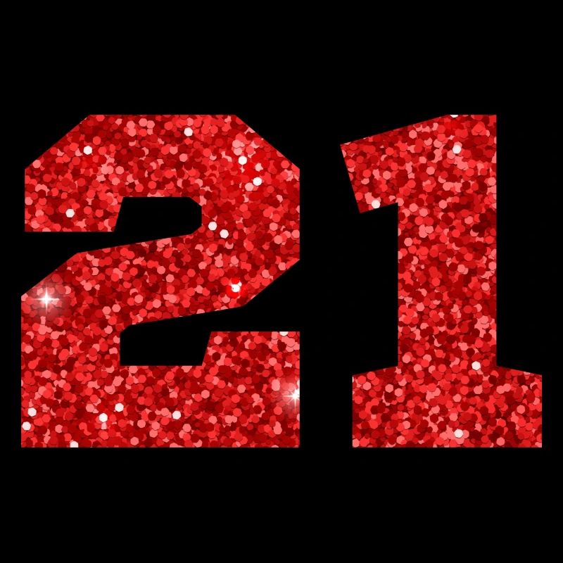 Number 21 Red Glitter - 21st Birthday