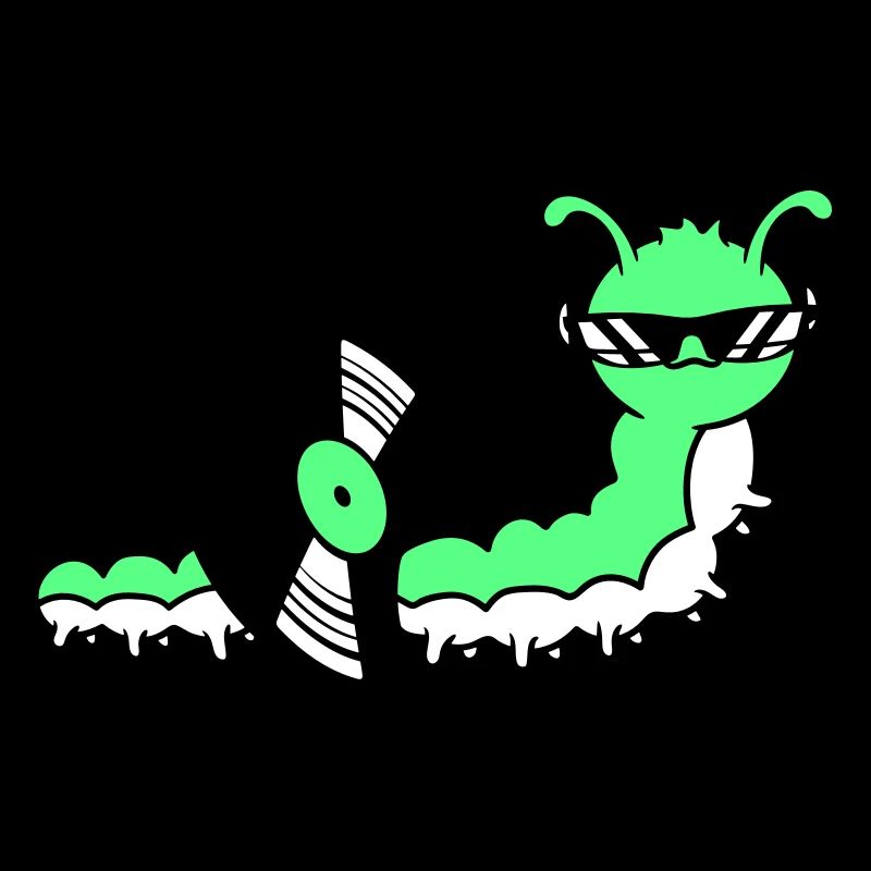 Cool DJ Caterpillar Eats Vinyl Record Party Music