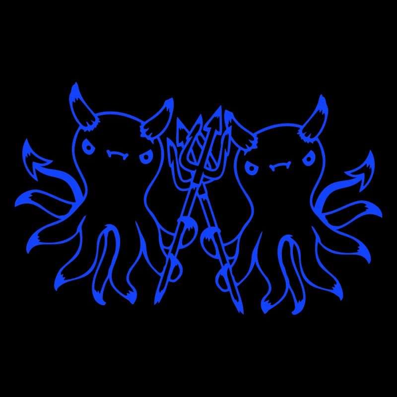 2 Octopus Devil Hell Team Friends Satan Evil Cute