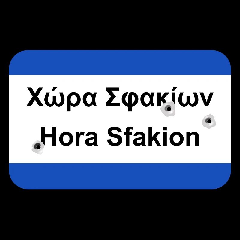 Zerschossenes Ortsschild Chora Sfakion Geschenk
