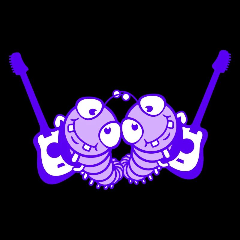 2 Party Caterpillars Team Two Friends Playing Guitar